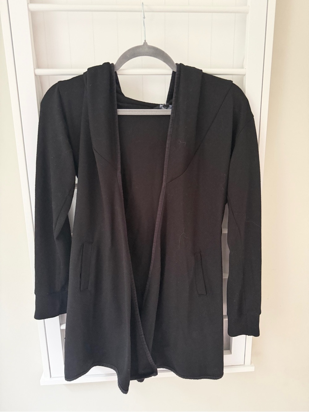 Yak & Yeti Black Hooded Long Open Front Cardigan Jacket